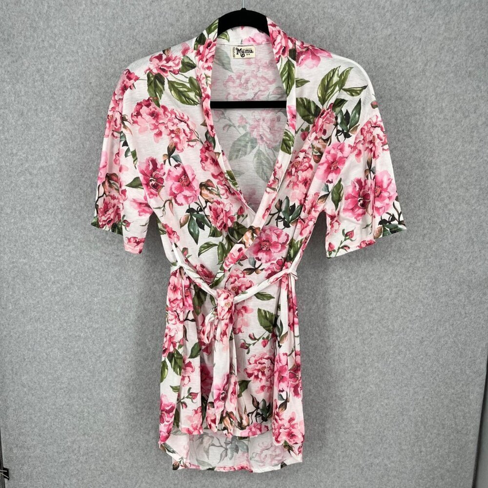 Show Me Your Mumu Brie Robe One Size Garden of Blooms White Pink Floral Bridal